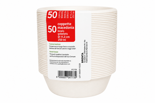 Coppette Macedonia Monouso in Carta 250 ml Ø 11,3 cm – 50 Pezzi