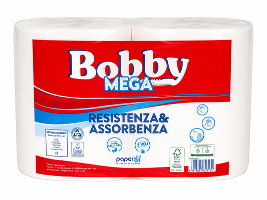 Carta Asciugatutto Maxi Bobina 2 Veli in Pura Cellulosa – 2 Rotoli Multiuso