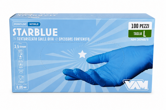 Guanti Monouso in Nitrile Blu 100 Pezzi | Senza Lattice per Uso Alimentare