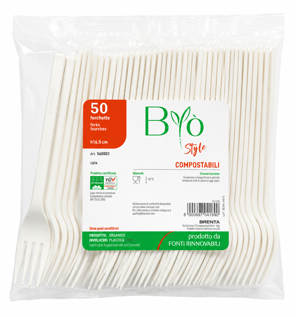 Forchette Compostabili in CPLA 16,5 cm – 50 Pezzi | BIO Style