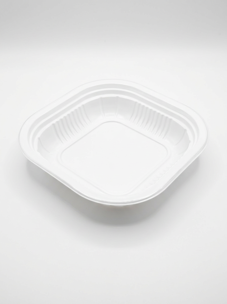 PIATTO QUADRATO TERMOSALDABILE IN PP BIANCO MM 180X180 H 28 G 11