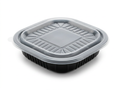 PIATTO QUADRATO NERO CM18X18X3,8H CON COPERCCHIO PER IL TAKE AWAY 50PZ + 50pz