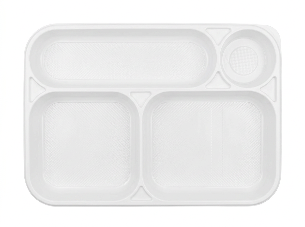 VASSOIO MONOUSO 4 SCOMPARTI IN PS BIANCO MM238X354 H30 G 34