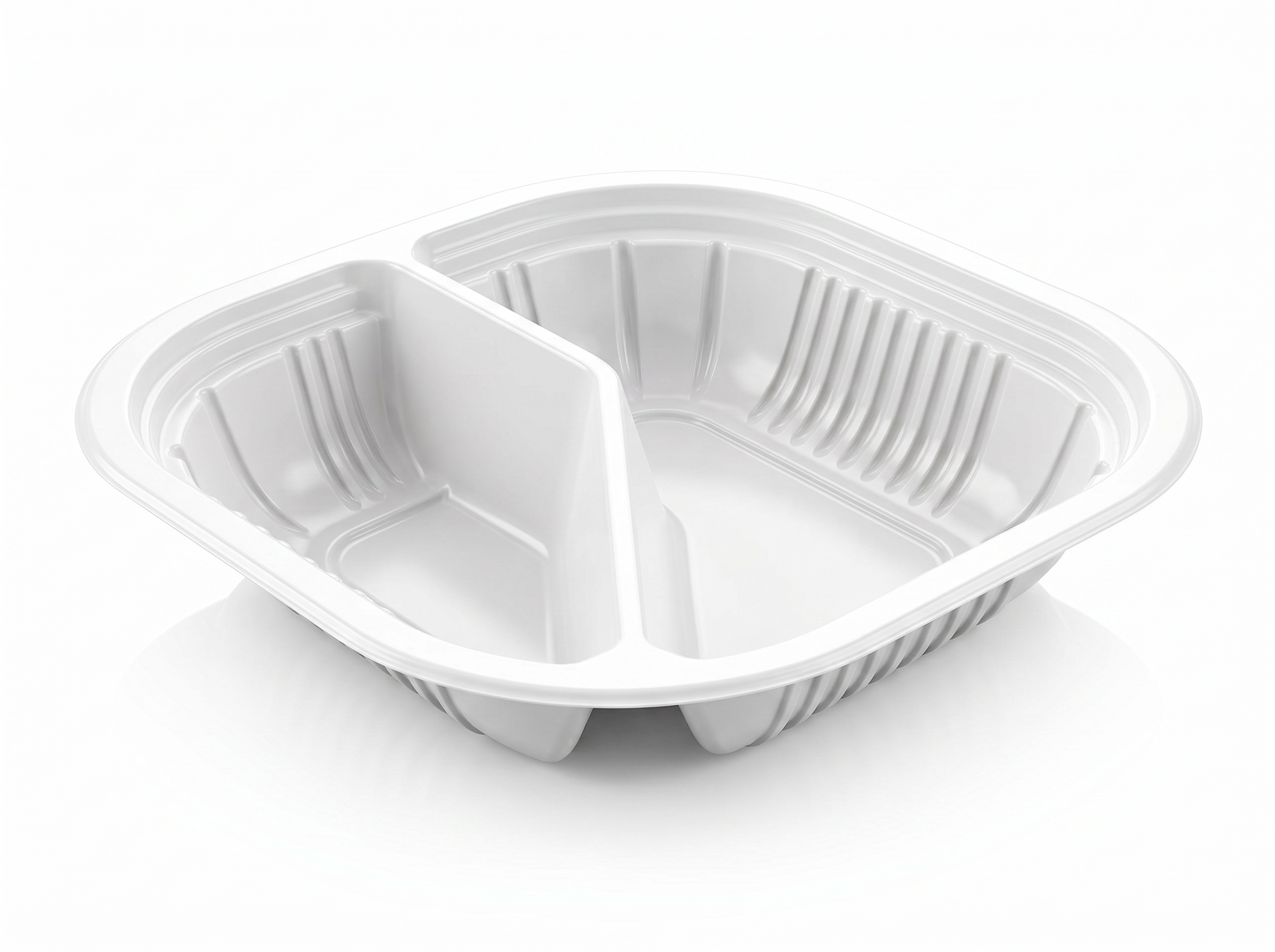 PIATTO QUADRATO BISCOMPARTO TERMOSALDABILE IN PP BIANCO MM 180X180 H 38 G 14