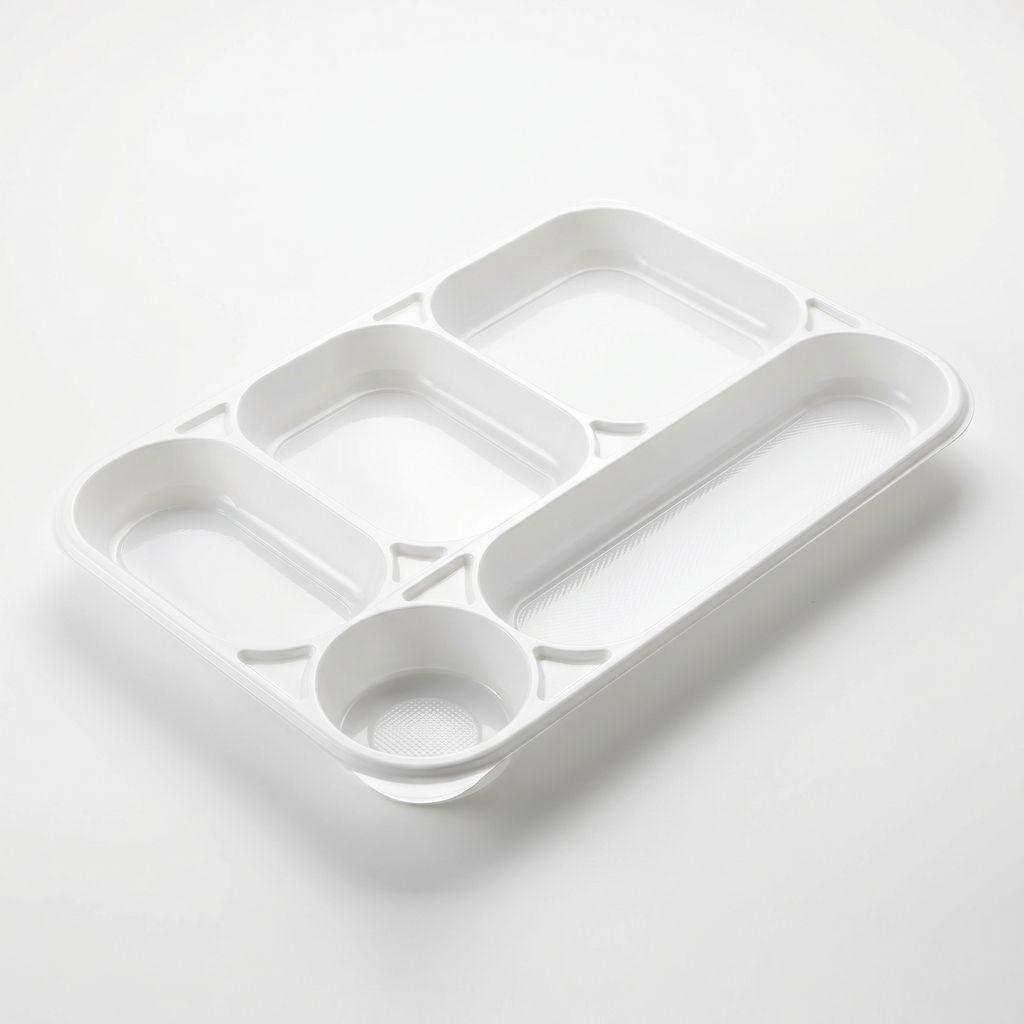 VASSOIO MONOUSO 5 SCOMPARTI IN PS BIANCO MM238X354 H30 G 34