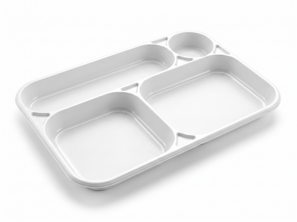 VASSOIO MONOUSO 4 SCOMPARTI IN PS BIANCO MM238X354 H30 G 34