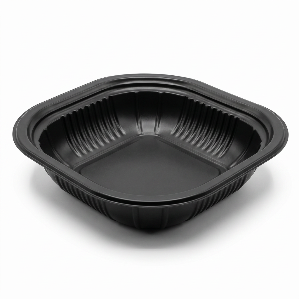 PIATTO QUADRATO TERMOSALDABILE IN PP NERO MM 180X180 H 38 G 11